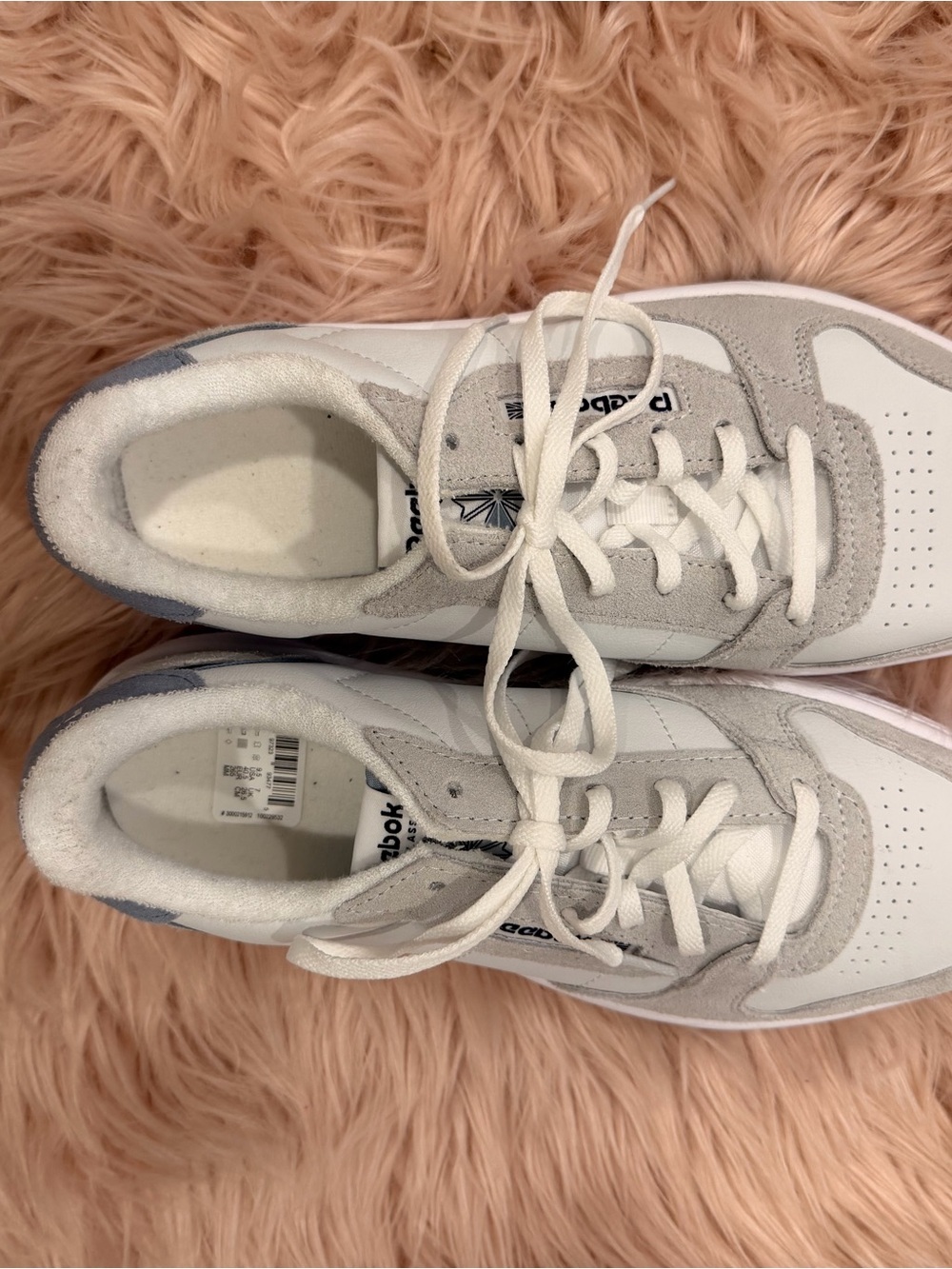 Reebok White and Light Gray Low-Top Sneakers